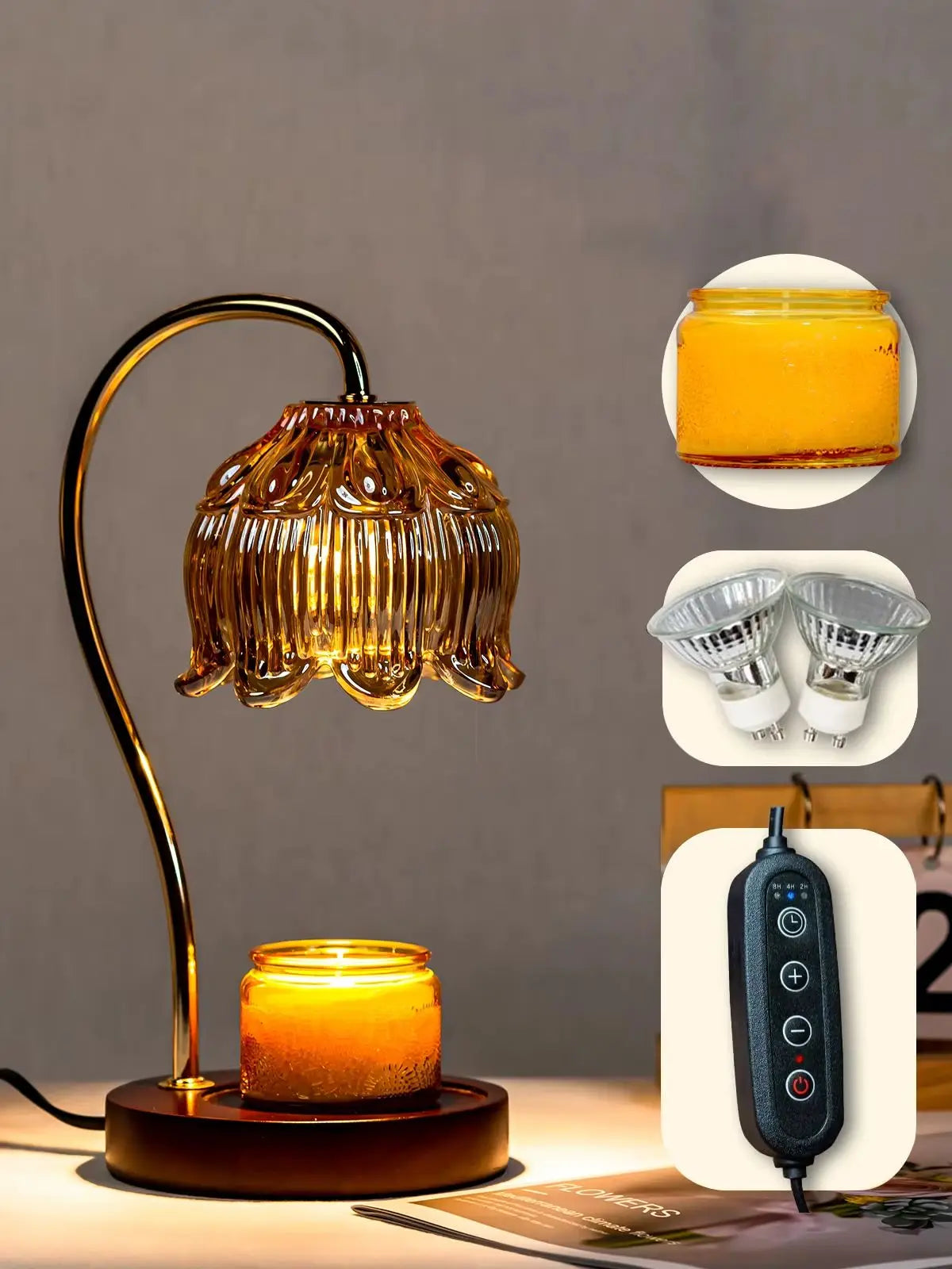 Electric Flower Candle Warmer Lamp with Timer