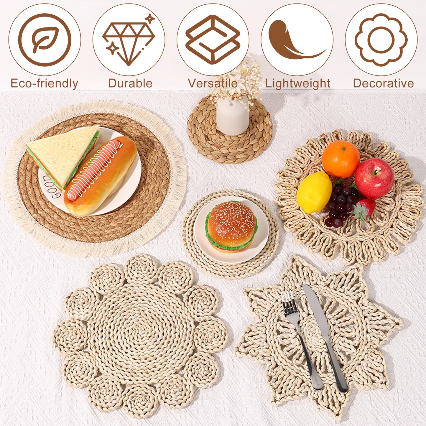 6Pcs Hanging Woven Wall Basket Set