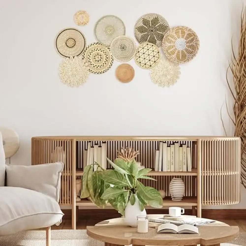 Boho Handmade Bulrush Wall Decor Set