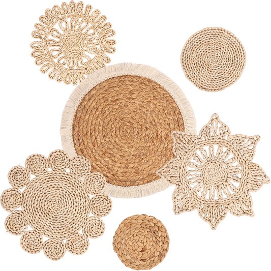 6Pcs Hanging Woven Wall Basket Set