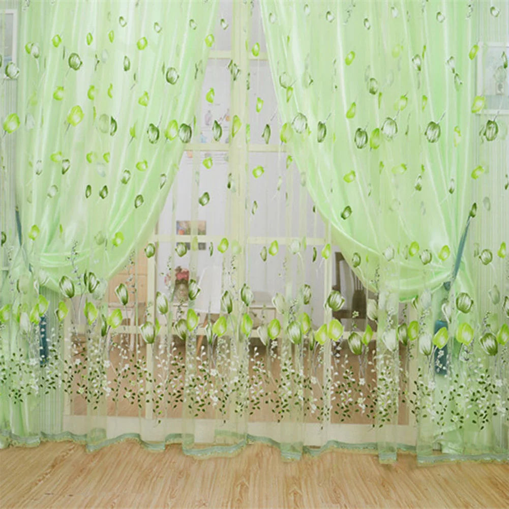Romantic Tulips Window Voile Curtain