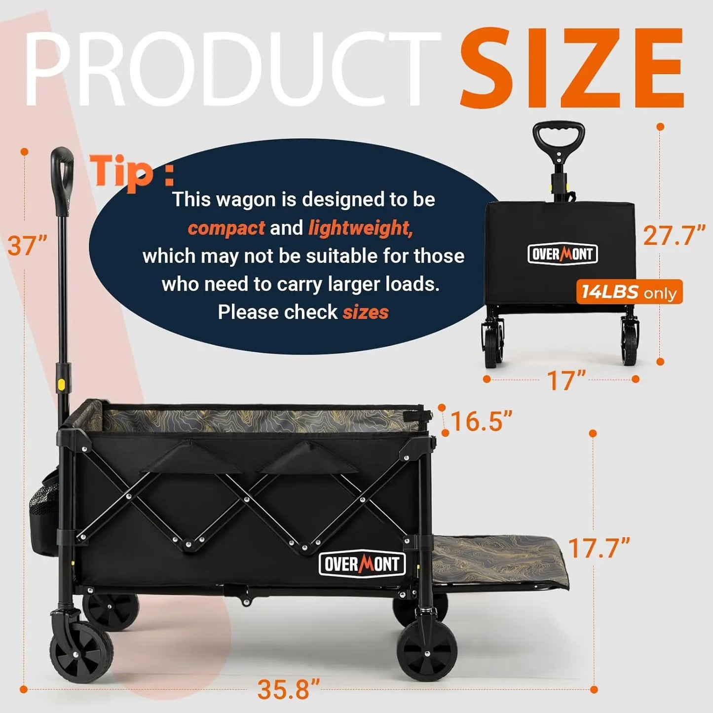 Collapsible Foldable Wagon Cart - 220lbs