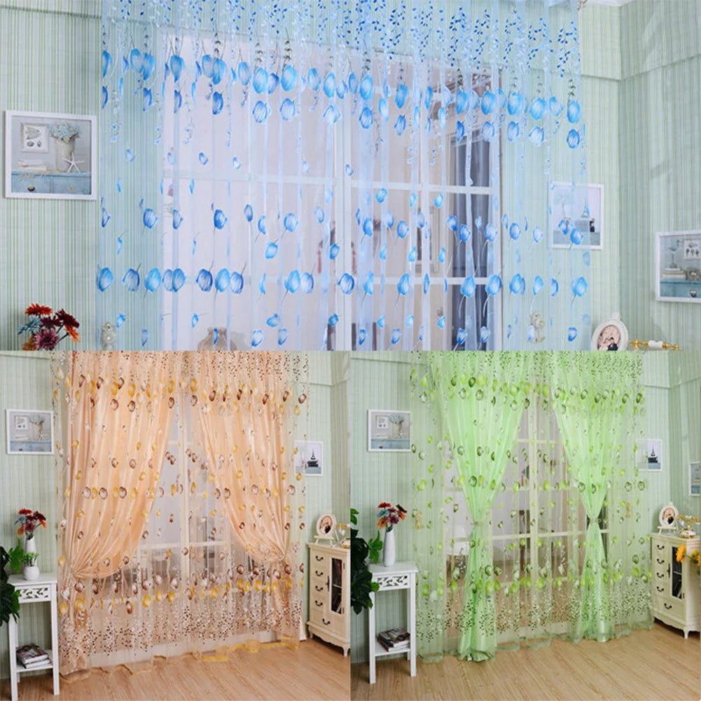 Romantic Tulips Window Voile Curtain