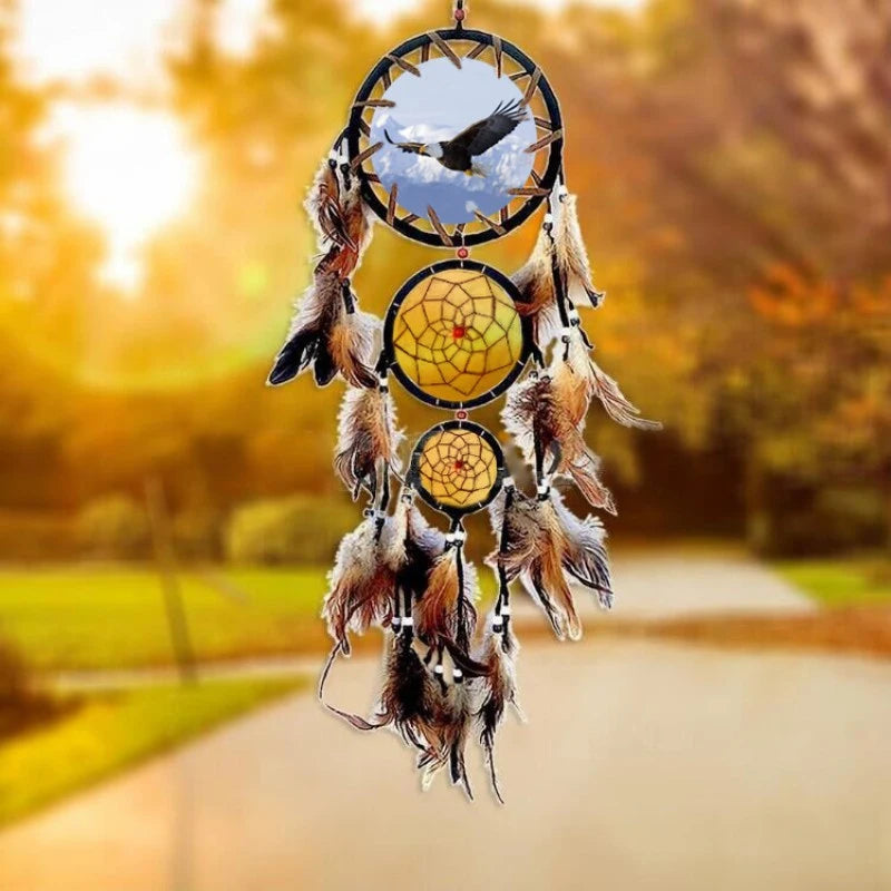 Handmade Dream Catcher with Brown Feathers