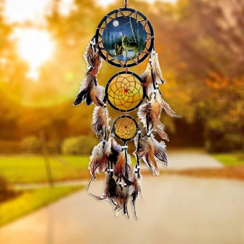 Handmade Dream Catcher with Brown Feathers