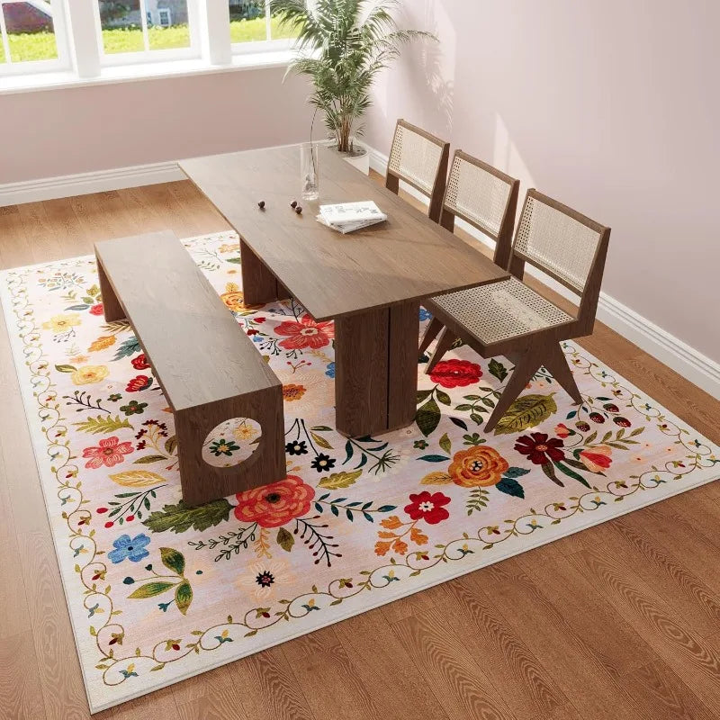 Boho Living Room Rug 5x7 Machine Washable Non-Slip