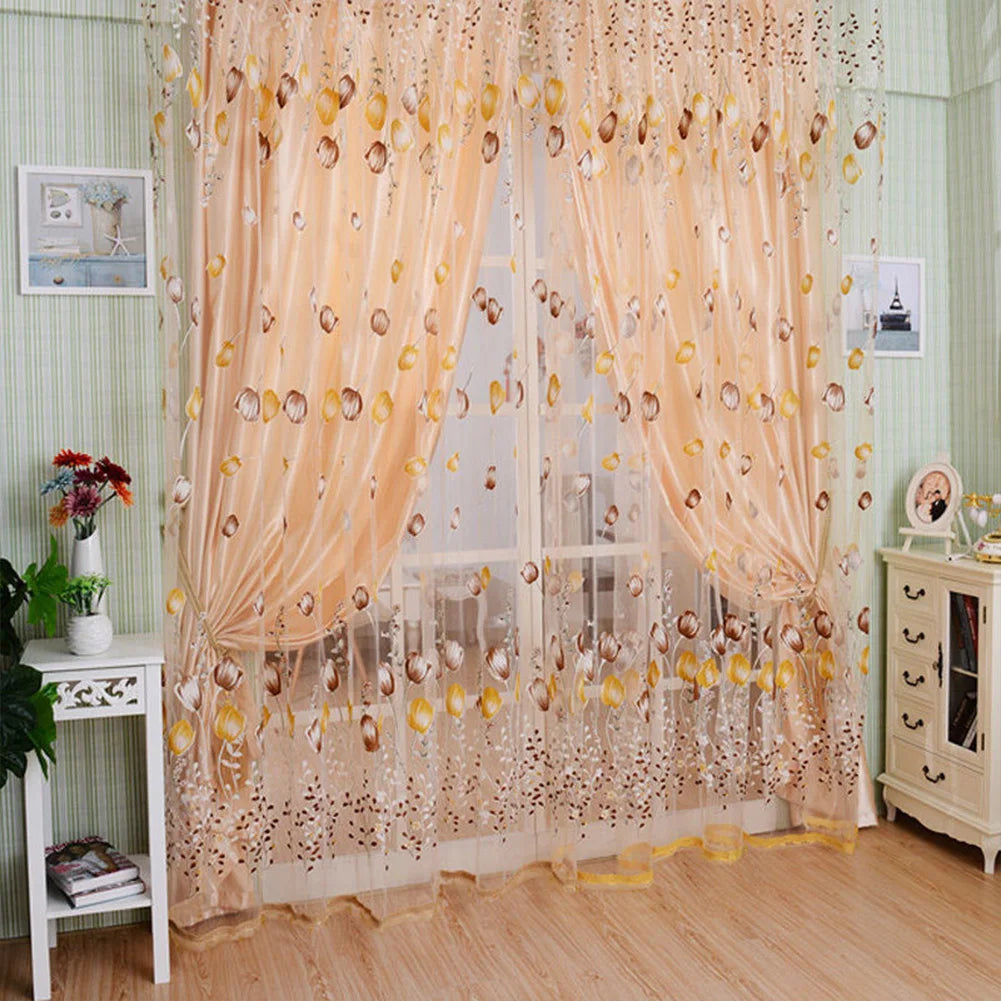 Romantic Tulips Window Voile Curtain