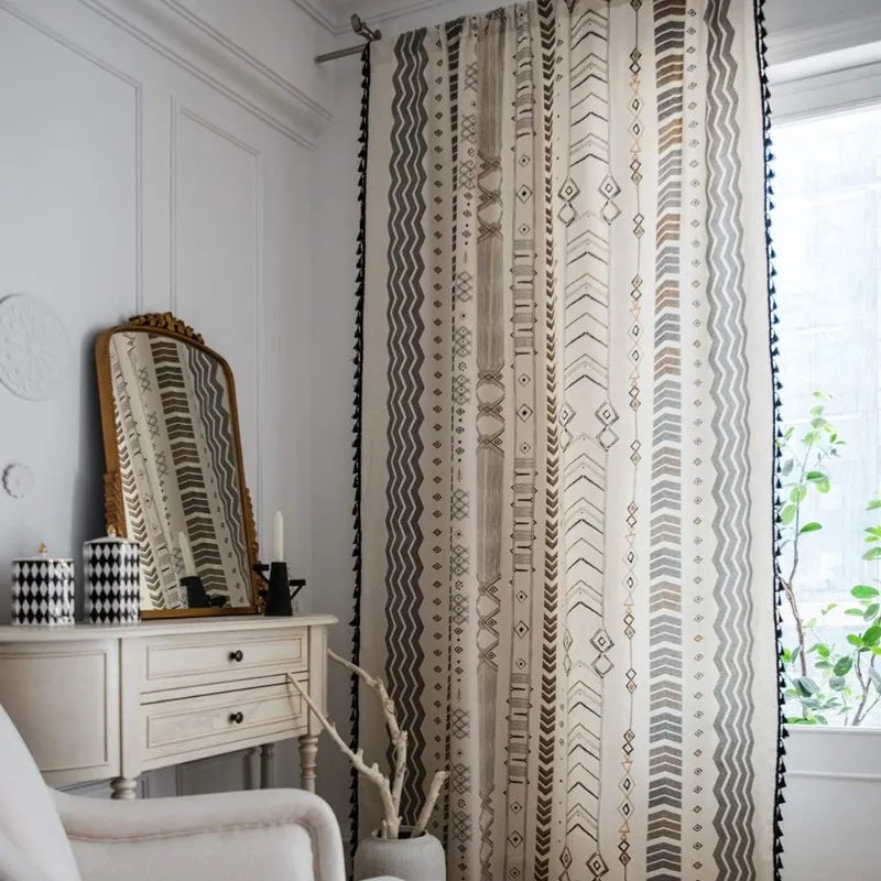 Boho Curtains 2 Panels Geometric
