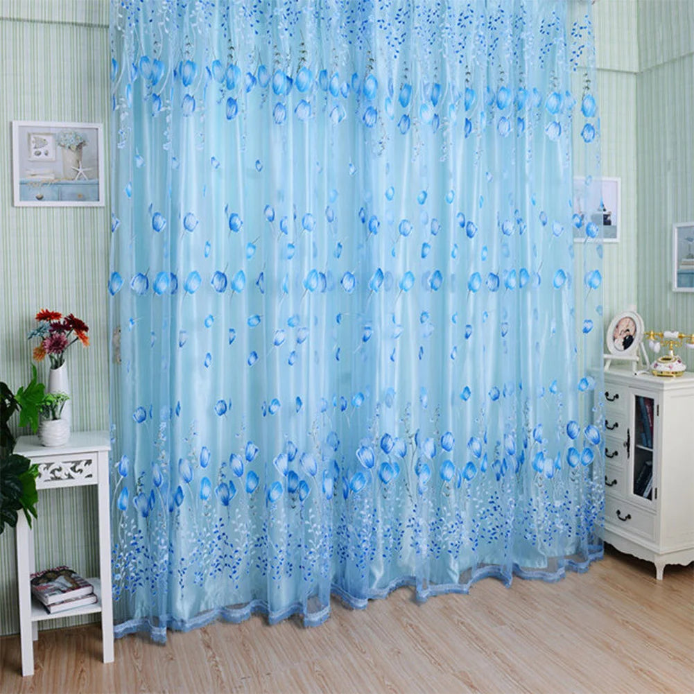 Romantic Tulips Window Voile Curtain