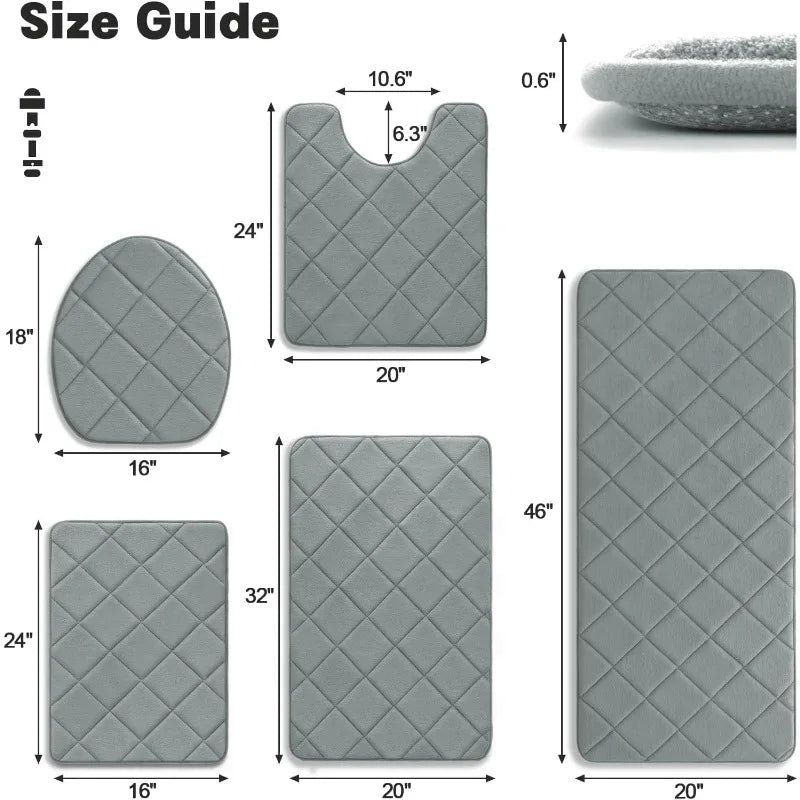 Bathroom Rug Set 5 Piece,