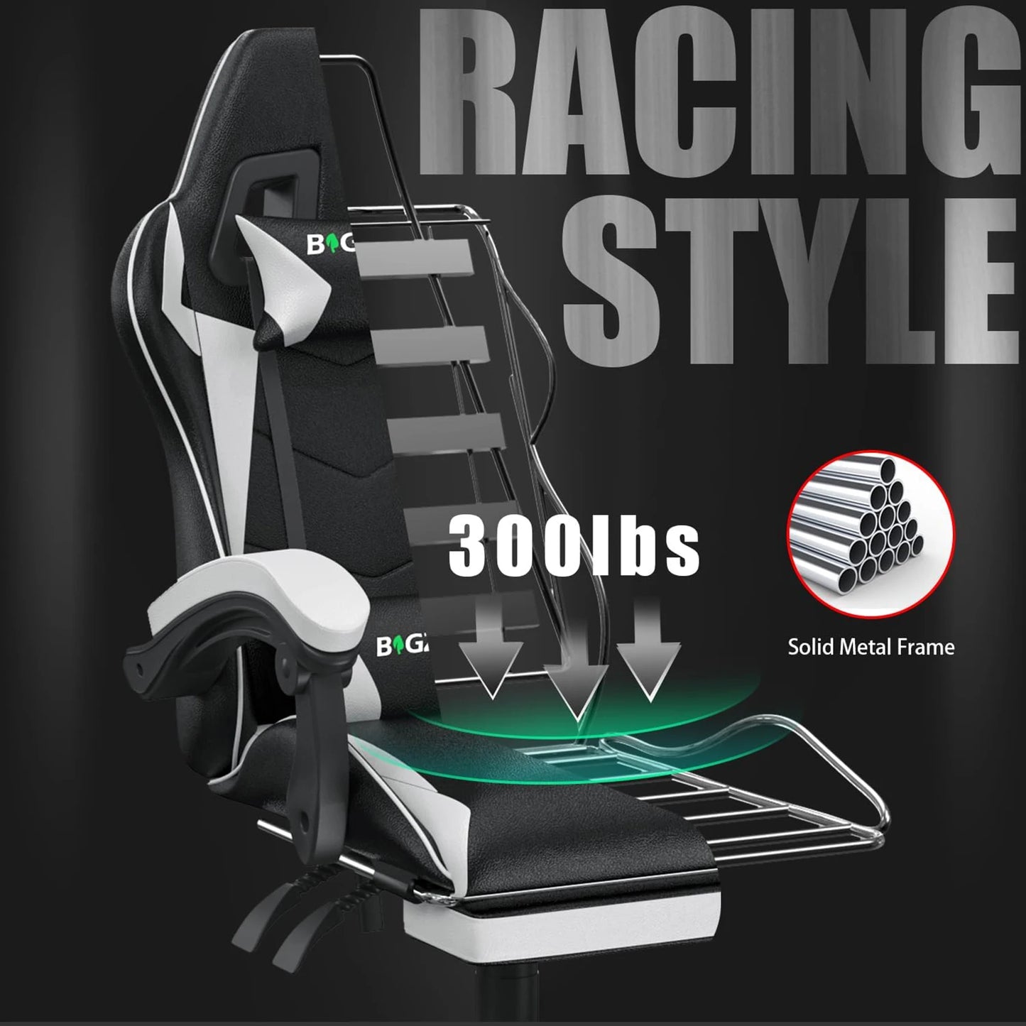 Gaming Chair with Footrest Chairs Ergonomic with Lumbar Cushion Headrest