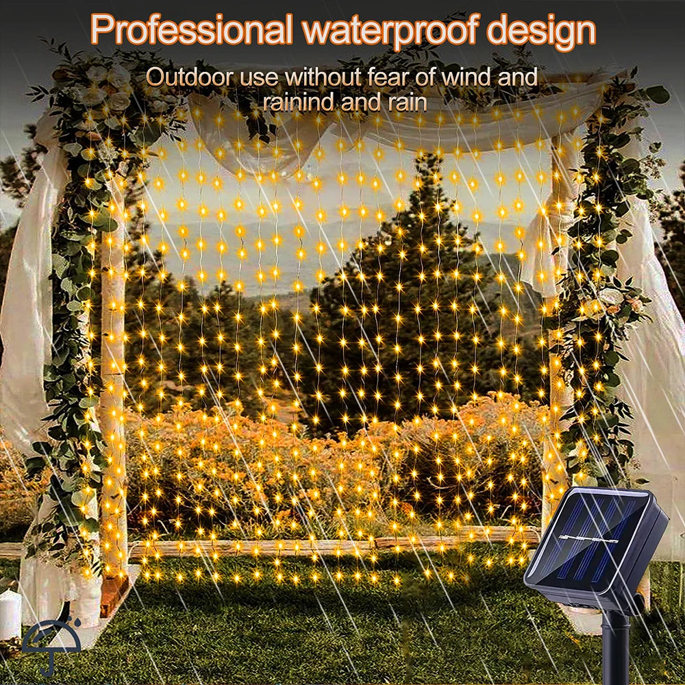 300Leds Solar Curtain Light 8 Modes