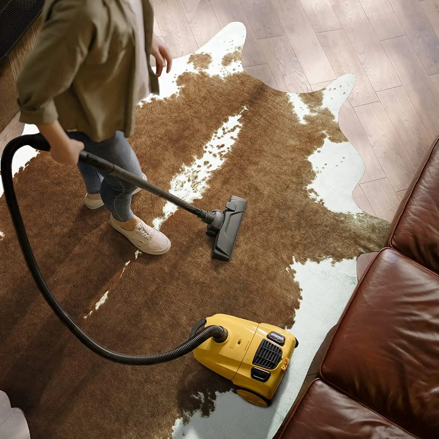 American style faux fur cowhide rug