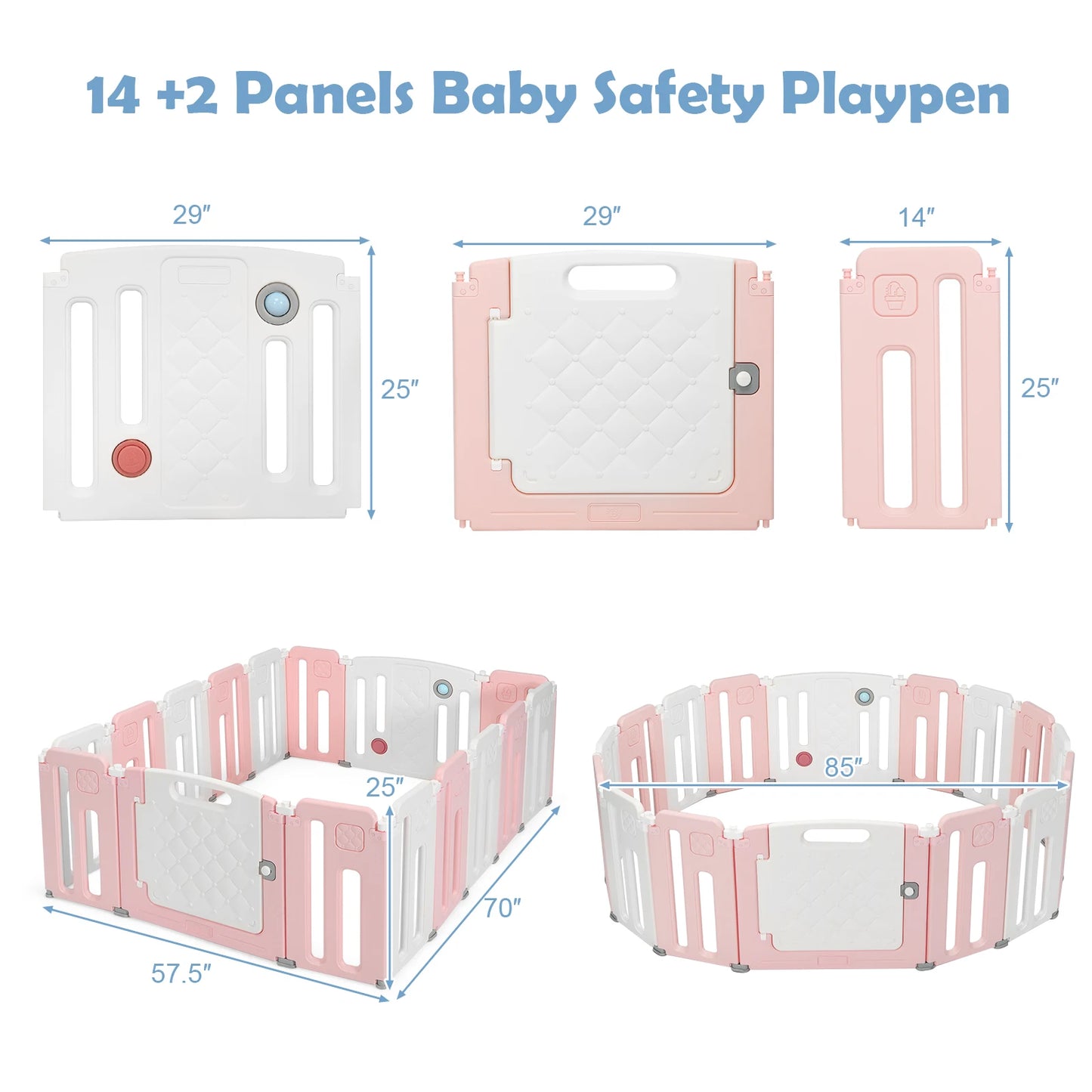 Kids Safety Activity Play Center w/ Drawing Board - 16 panels