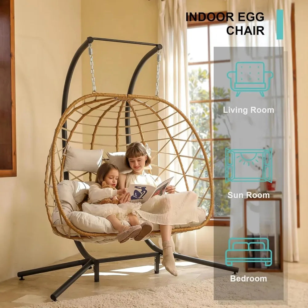 Double Egg Swing Chair w/Stand, 2