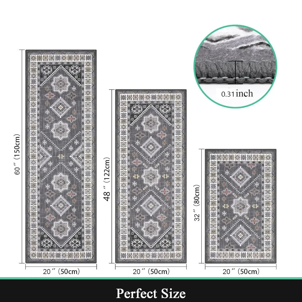 Kitchen rug set 3 pieces, washable