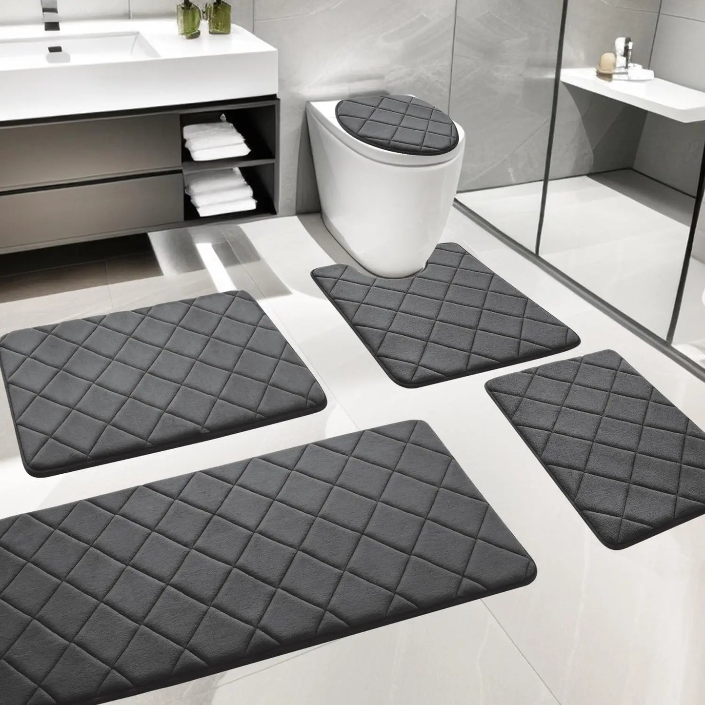 Bathroom Rug Set 5 Piece,