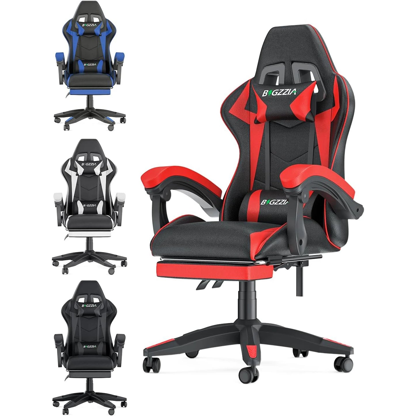 Gaming Chair with Footrest Chairs Ergonomic with Lumbar Cushion Headrest