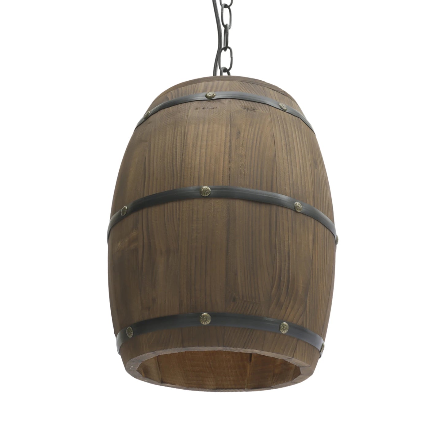 Antique wooden wine barrel hanging chandelier