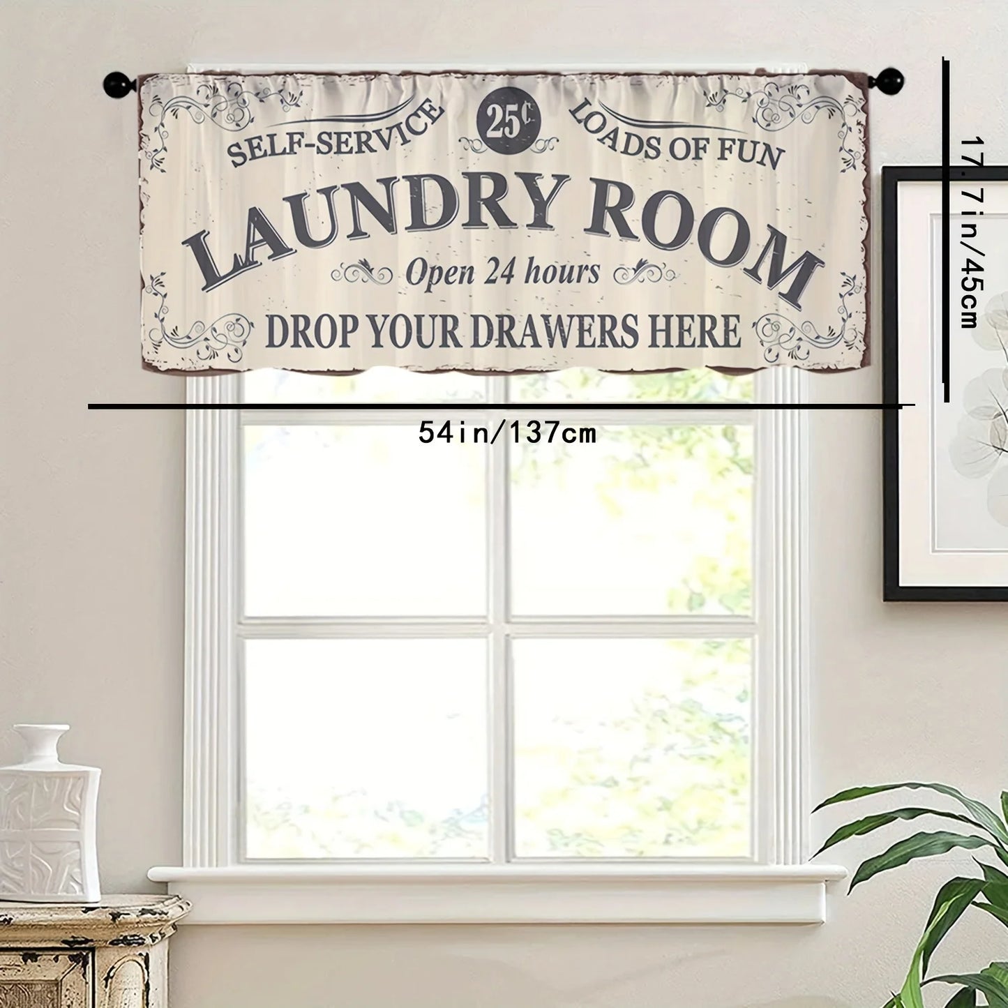 1PC Beige Kitchen Laundry Curtains