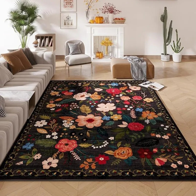 Boho Living Room Rug 5x7 Machine Washable Non-Slip