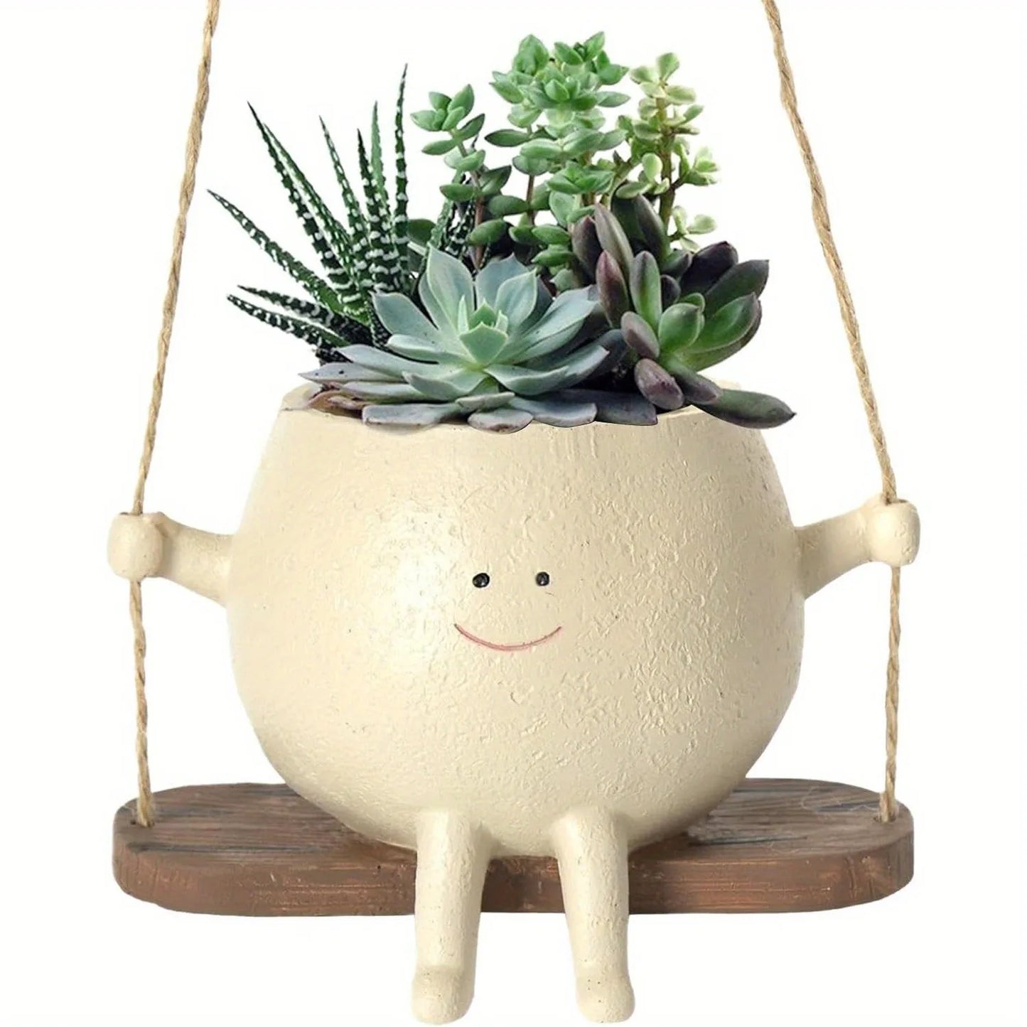 1pc Resin Hanging Planter Rustic