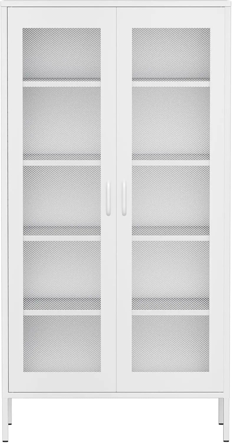 Farmhouse Metal Wardrobe with Hanging Rod