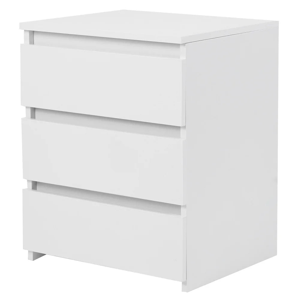 White Nightstand with 3 Storage Drawers