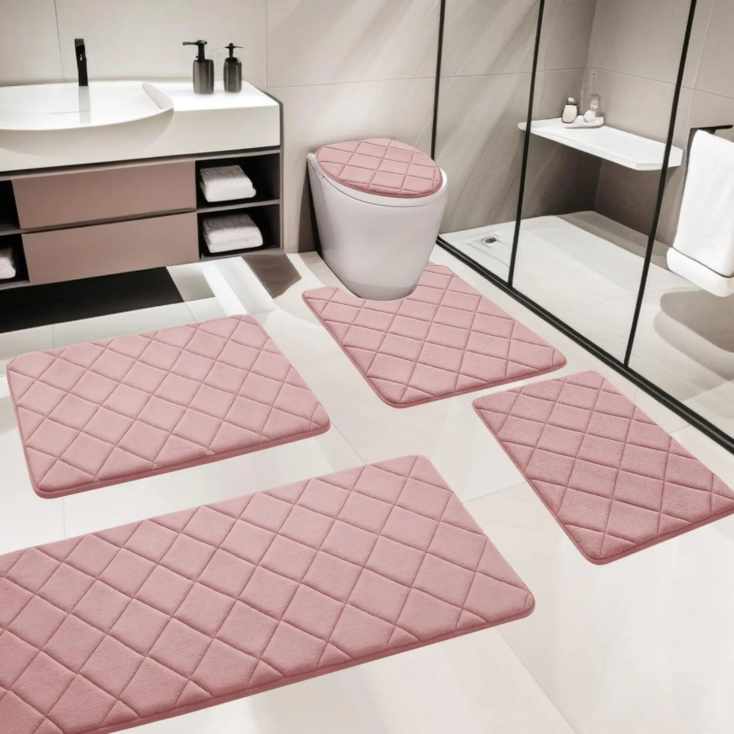 Bathroom Rug Set 5 Piece,