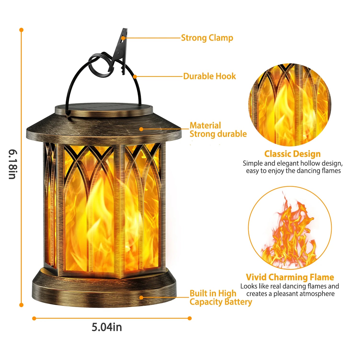 2 Pack Flickering Flame Solar Lanterns