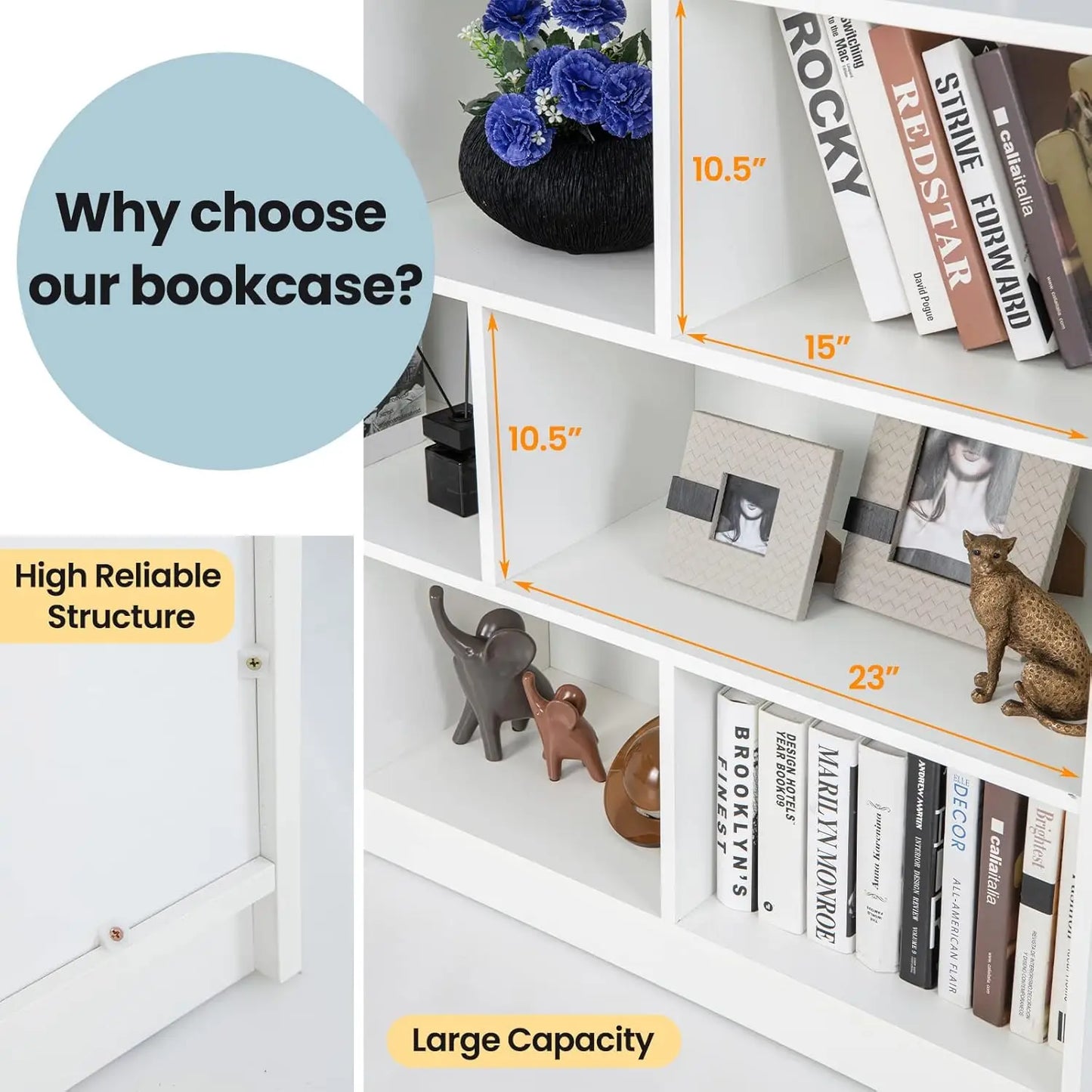 Freestanding 3-Tier Open Bookshelf