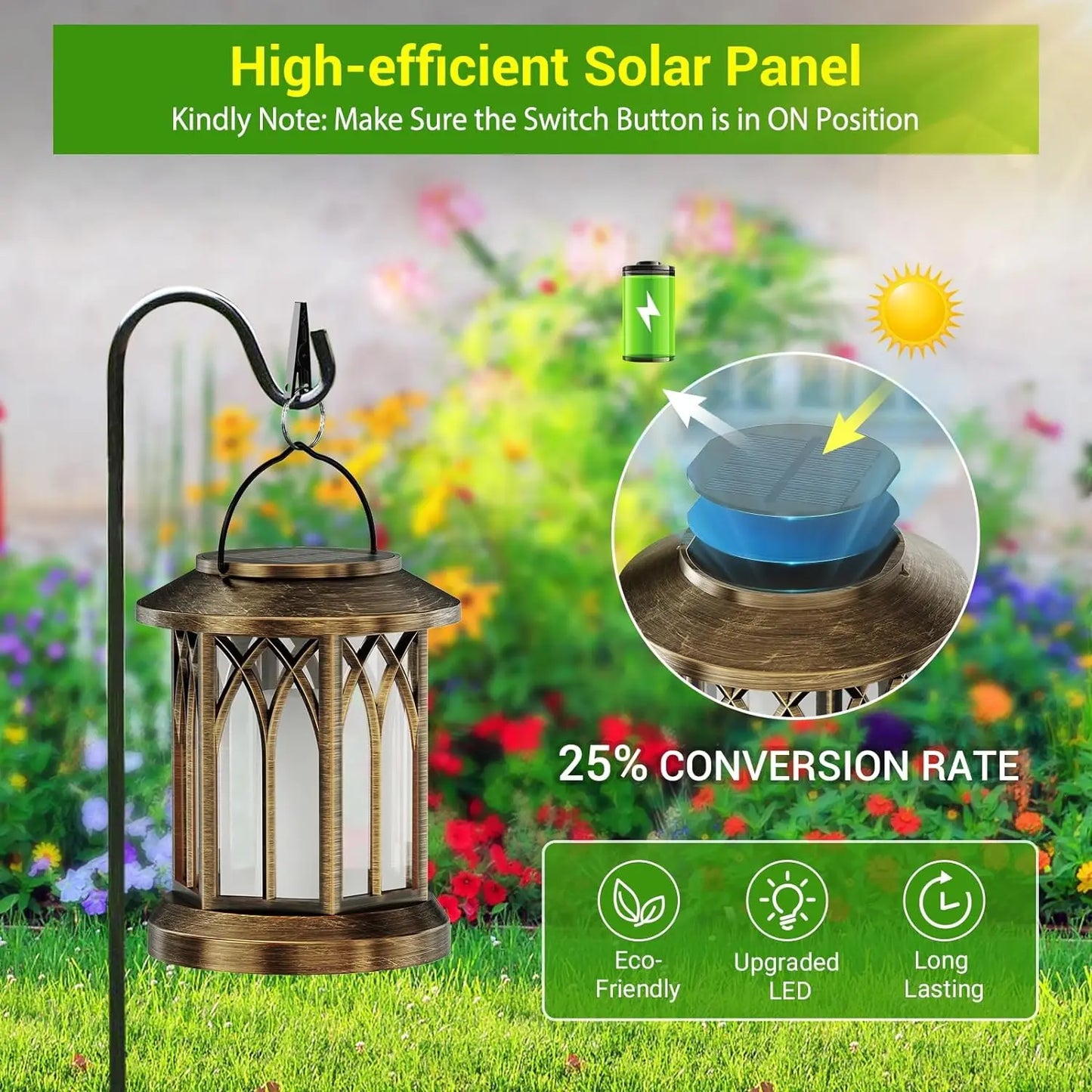 2 Pack Flickering Flame Solar Lanterns