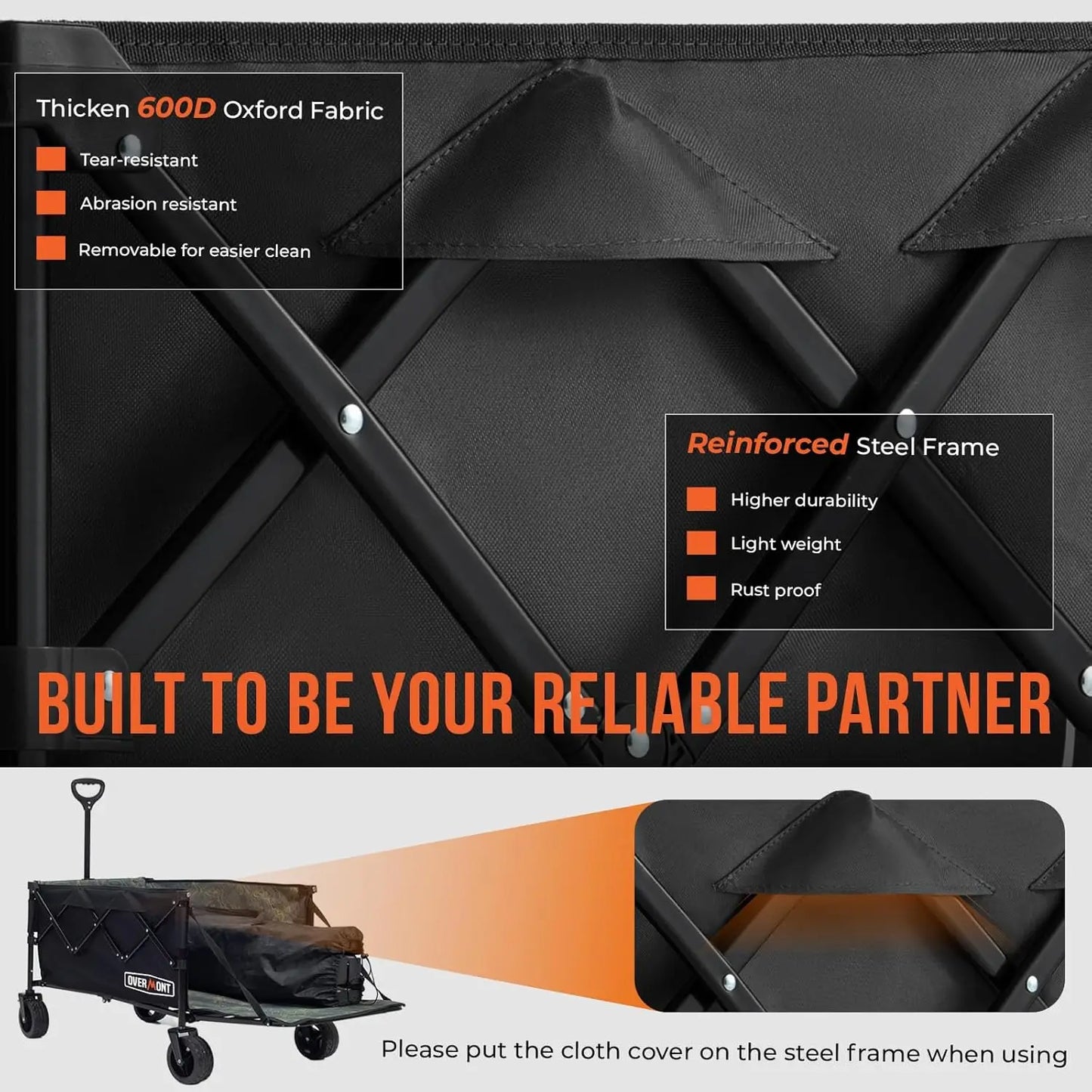 Collapsible Foldable Wagon Cart - 220lbs