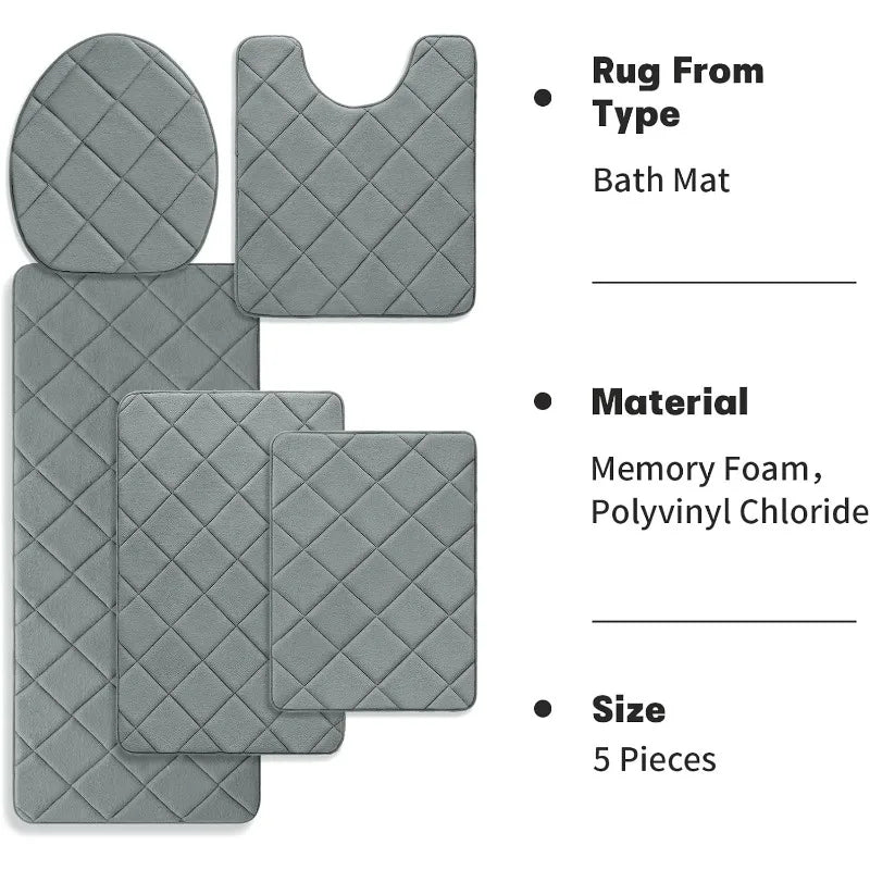 Bathroom Rug Set 5 Piece,