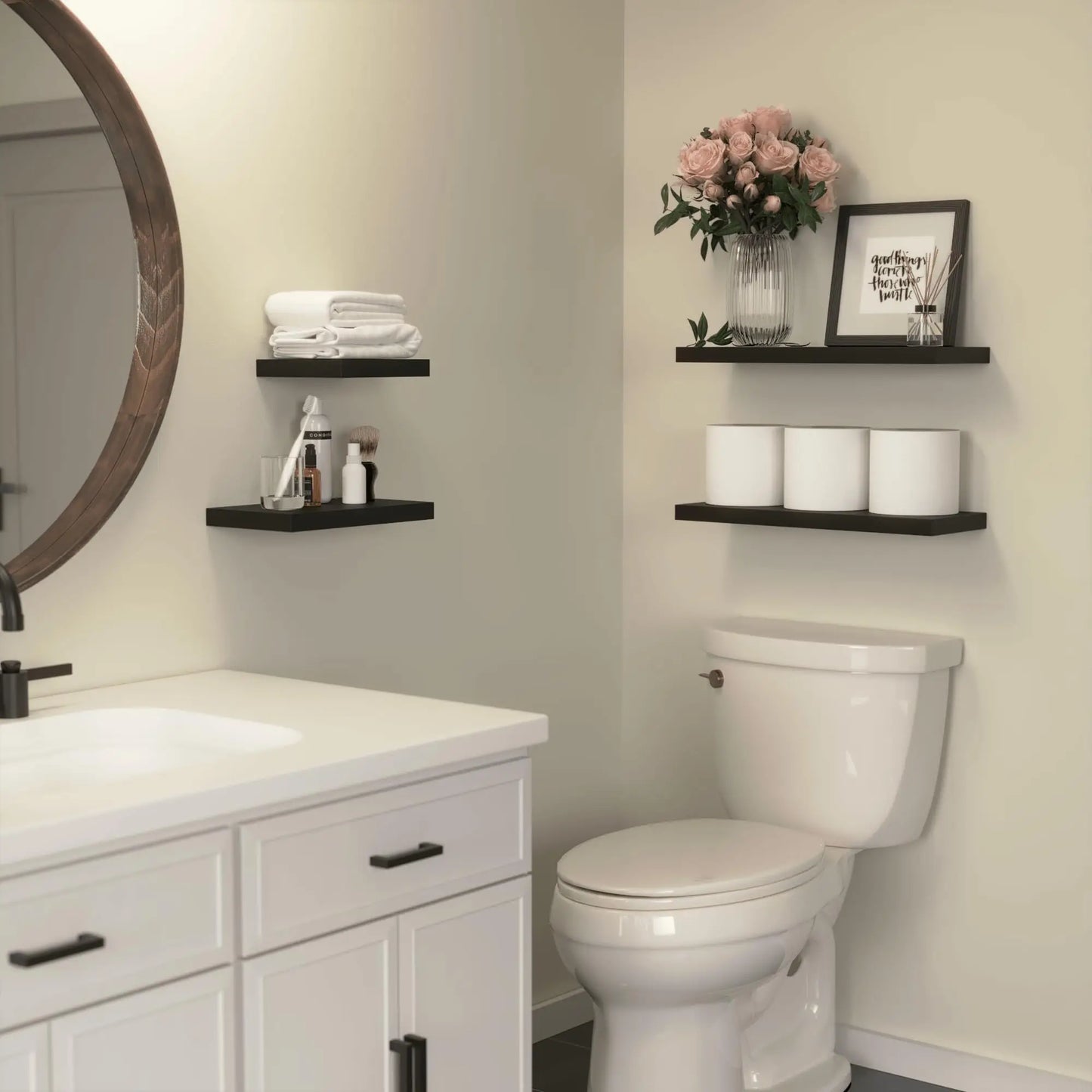Set of 4 Floating Rustic Wall Shelves