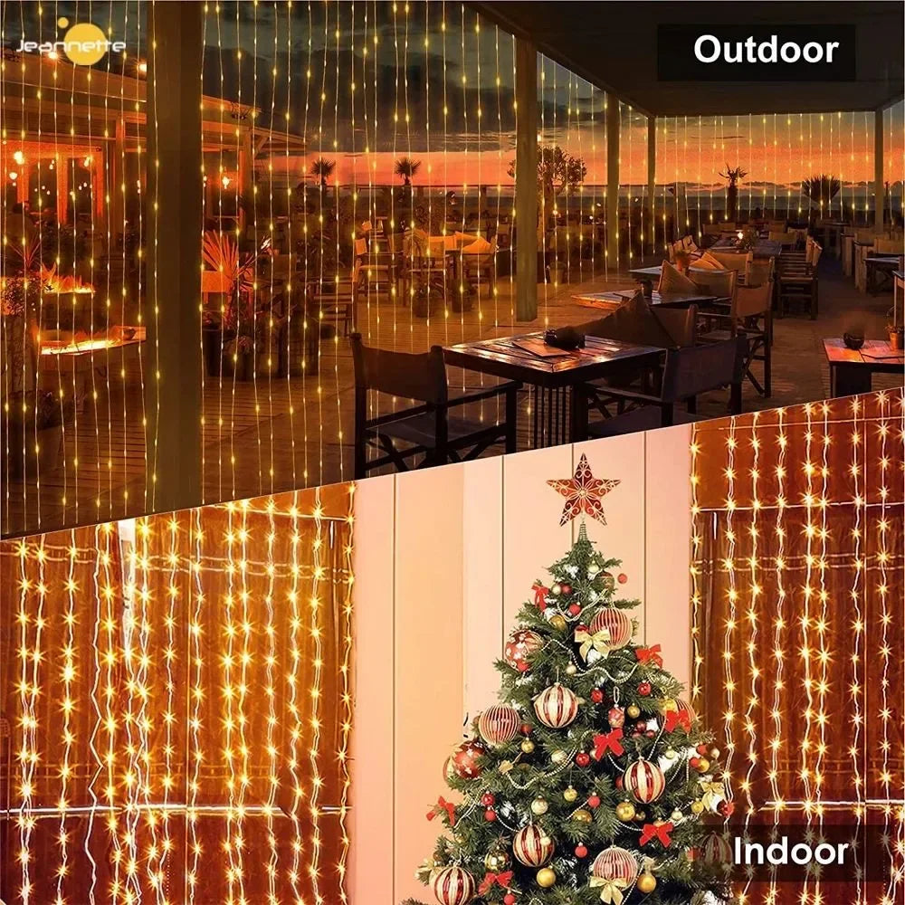 300Leds Solar Curtain Light 8 Modes
