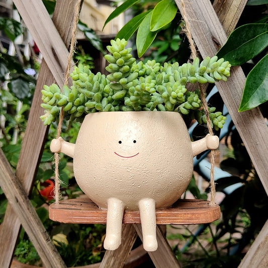 1pc Resin Hanging Planter Rustic