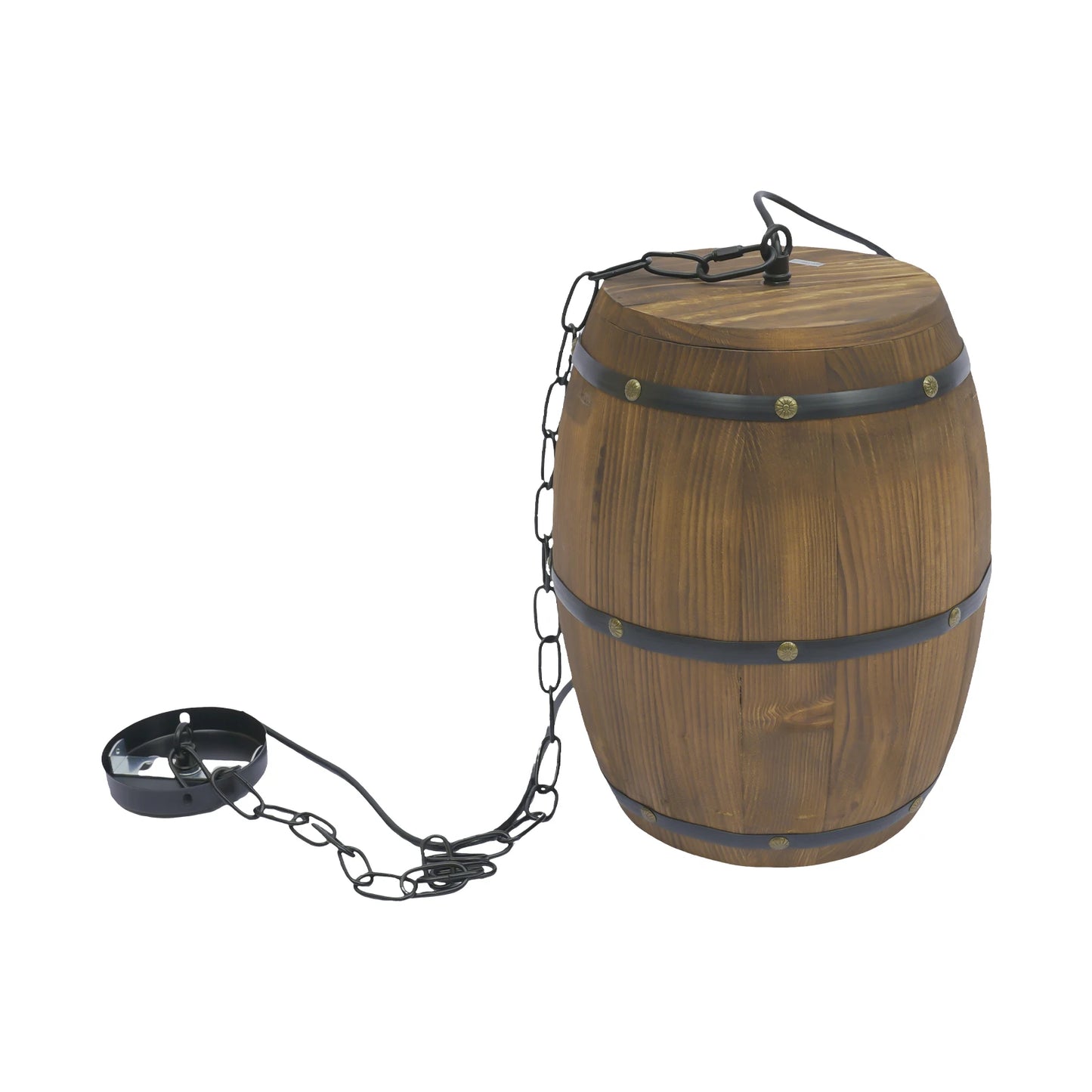 Antique wooden wine barrel hanging chandelier
