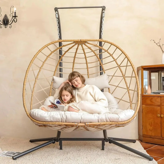 Double Egg Swing Chair w/Stand, 2