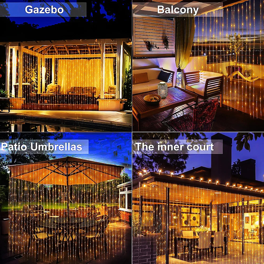 300Leds Solar Curtain Light 8 Modes