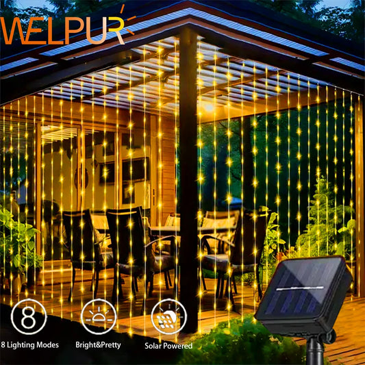 300Leds Solar Curtain Light 8 Modes