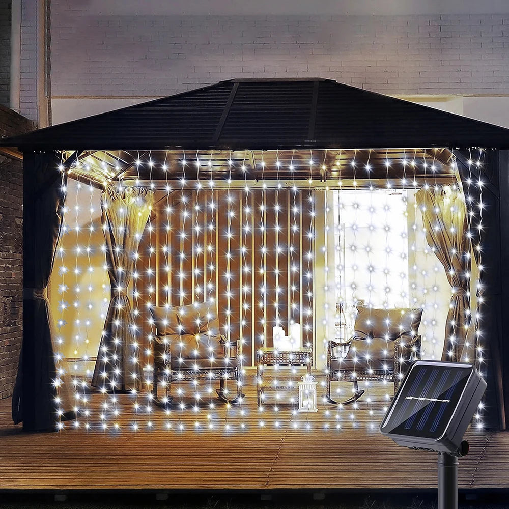 300Leds Solar Curtain Light 8 Modes