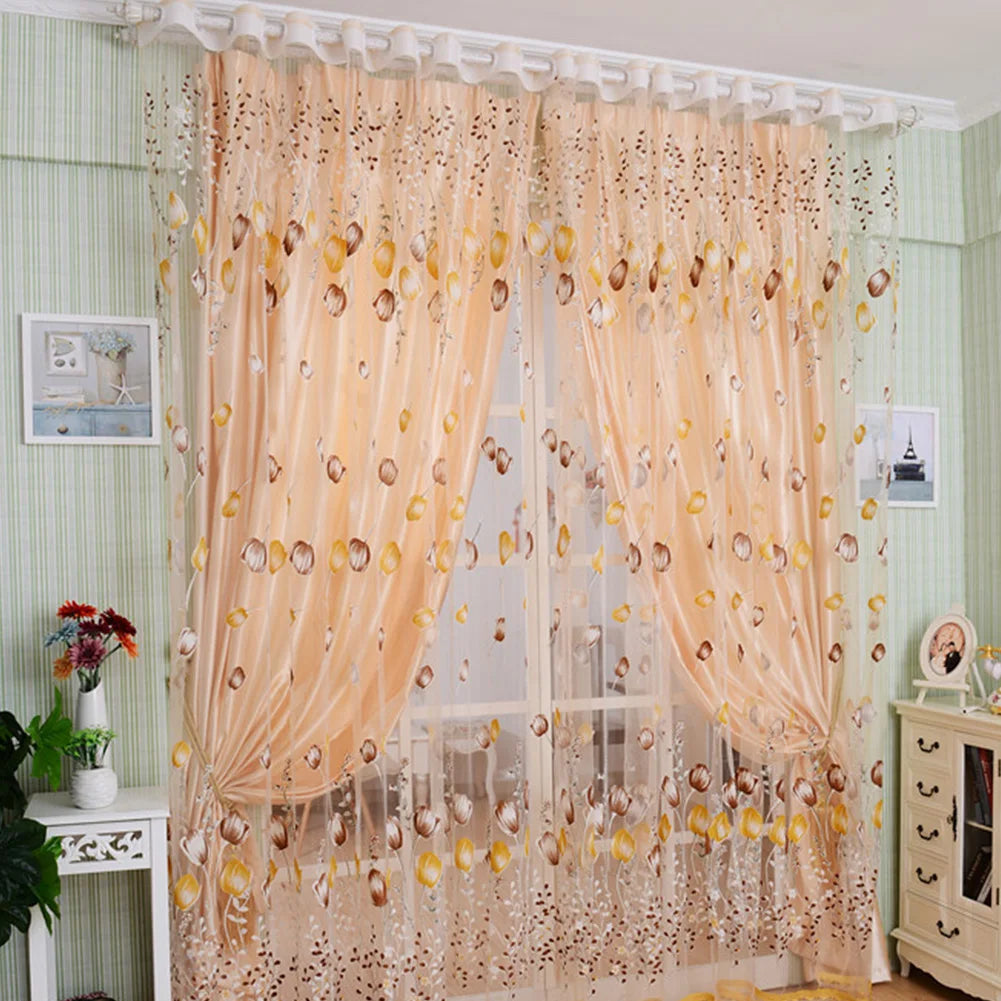 Romantic Tulips Window Voile Curtain