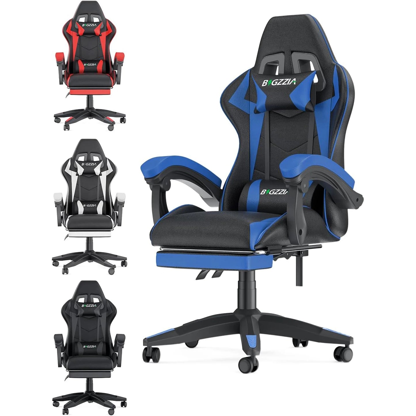 Gaming Chair with Footrest Chairs Ergonomic with Lumbar Cushion Headrest