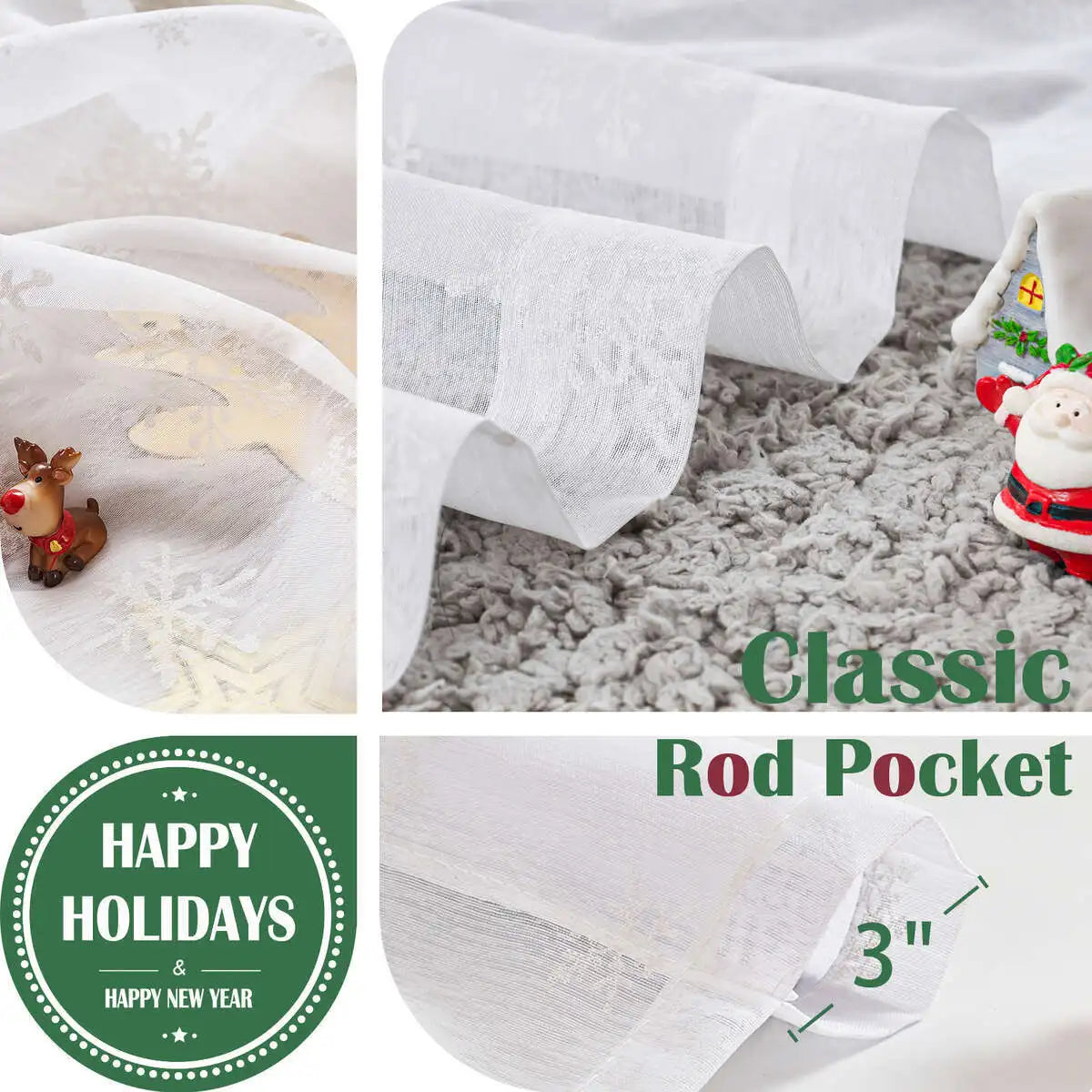 2PC Christmas Snowflake Curtains