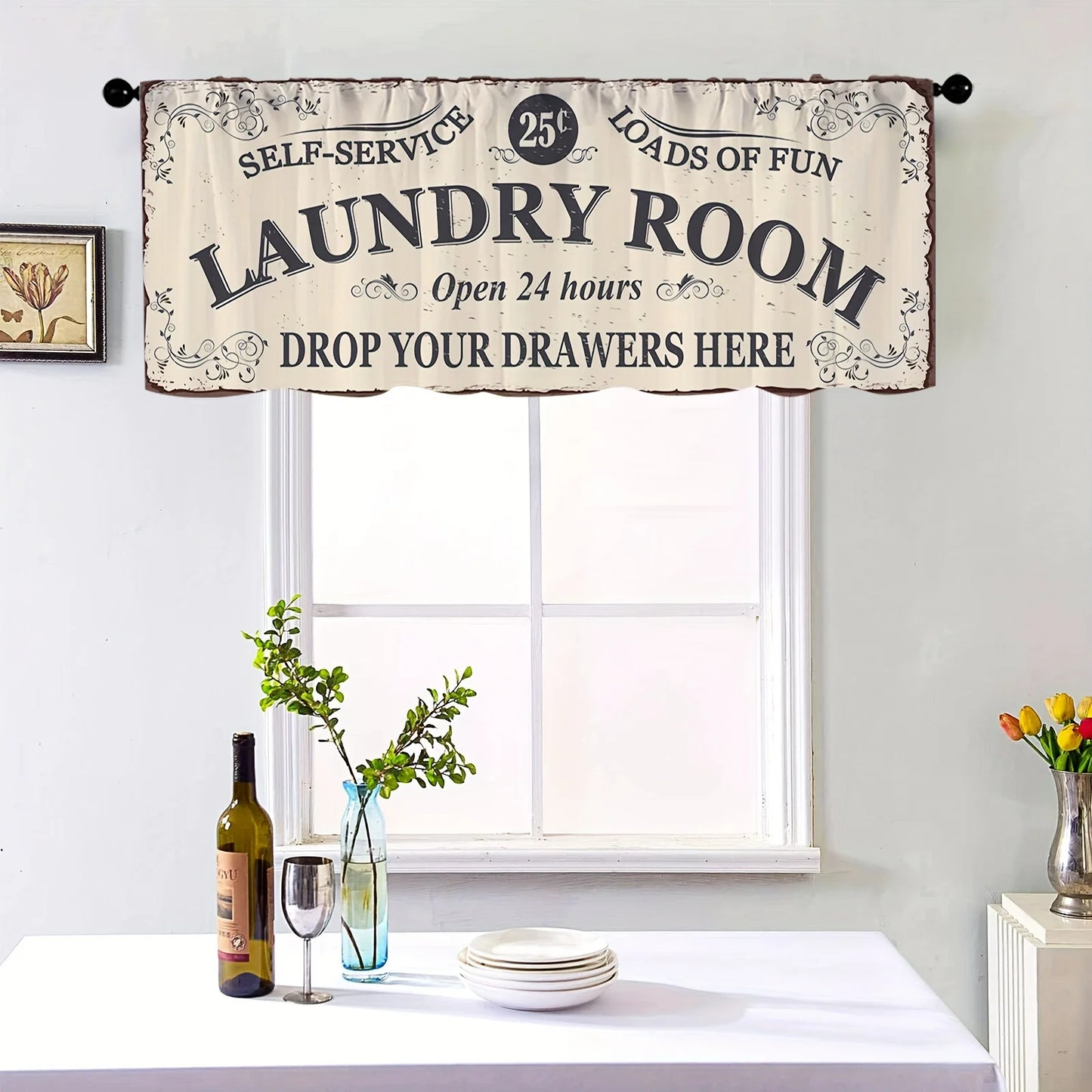 1PC Beige Kitchen Laundry Curtains