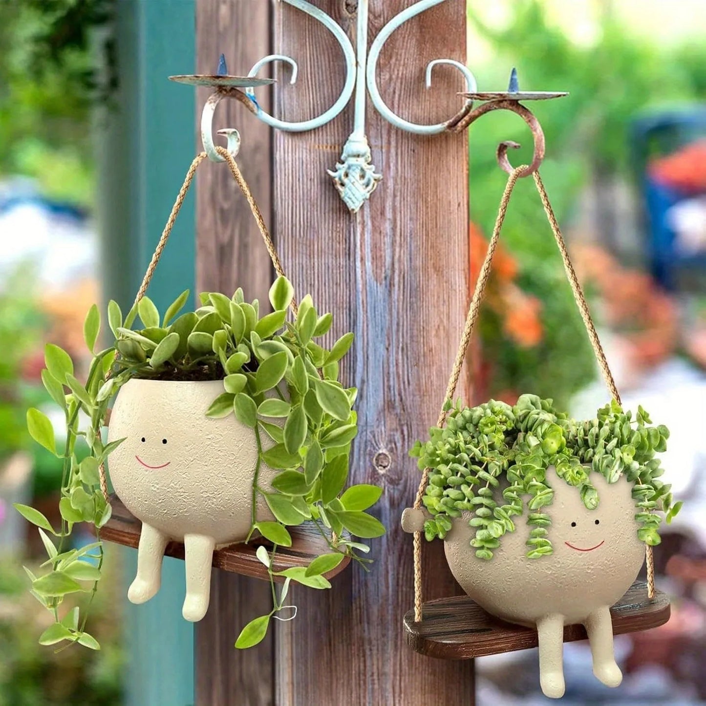 1pc Resin Hanging Planter Rustic