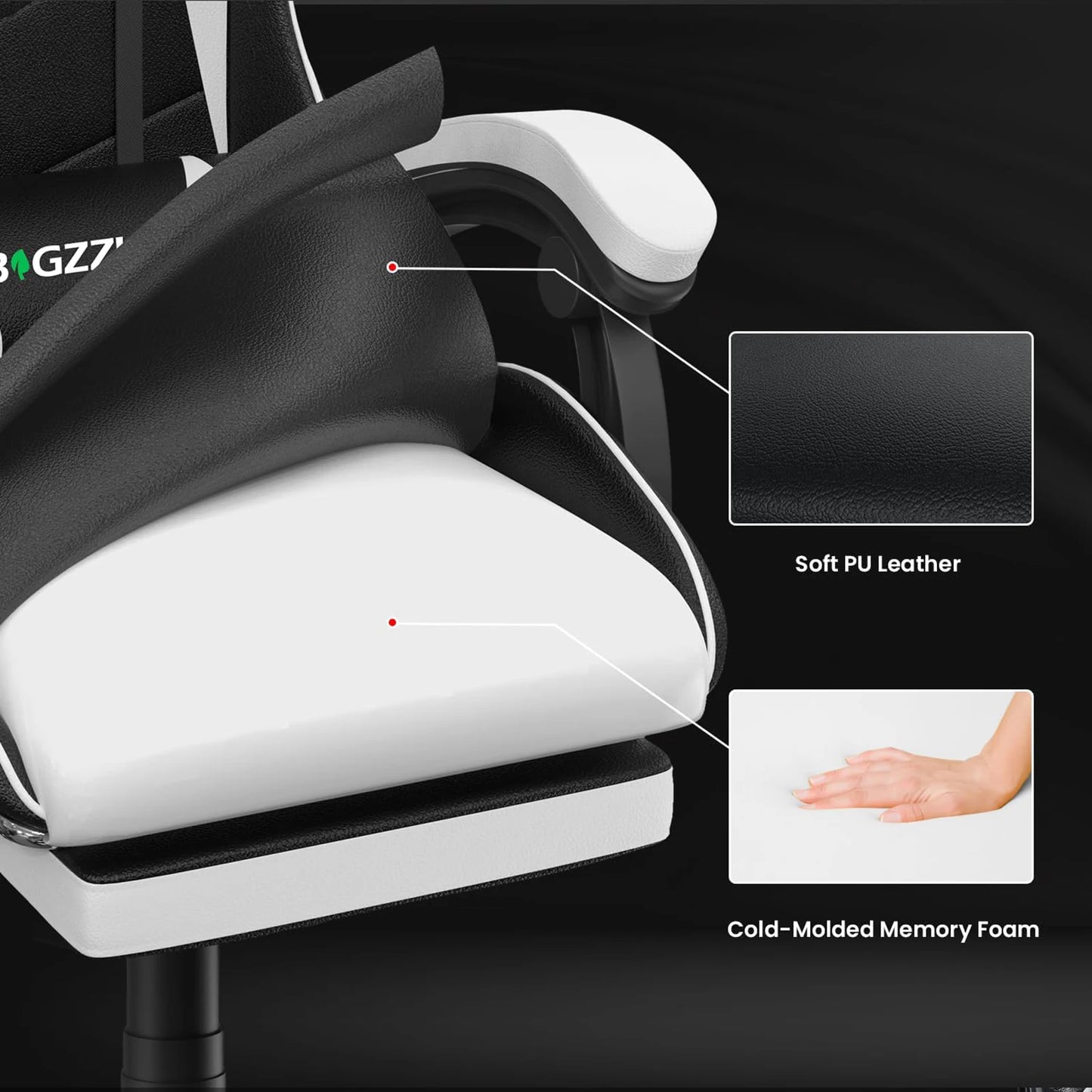 Gaming Chair with Footrest Chairs Ergonomic with Lumbar Cushion Headrest